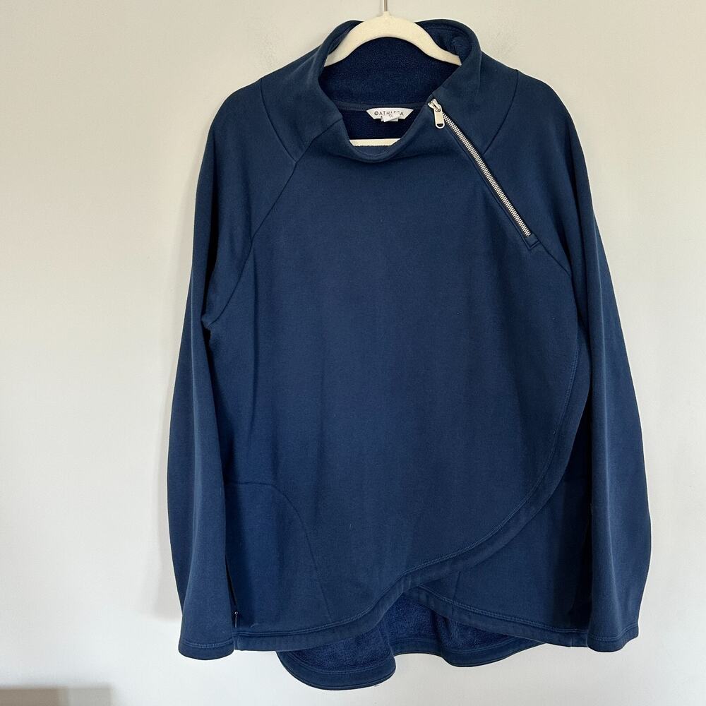 Athleta Navy Asymmetrical Zip Pullover Sweatshirt